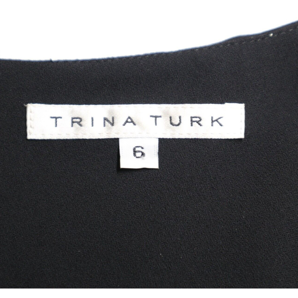 Trina Turk Size 6 Silver Sequin Back Blouson Dress Sleeveless Black - Picture 10 of 12